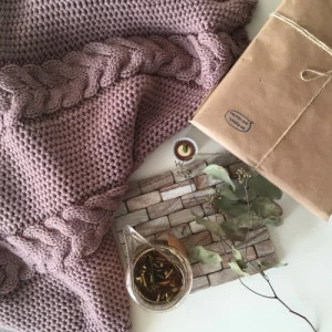 Плед LILIAN cofe APERO ВЯЗАНЫЕ, ОДНОТОННЫЕ 010317 Коричневый;фиолетовый