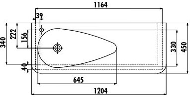 TP120-00CB00E-0000 Раковина TP120 мебельная (45*120 см) Creavit  - Вид №5