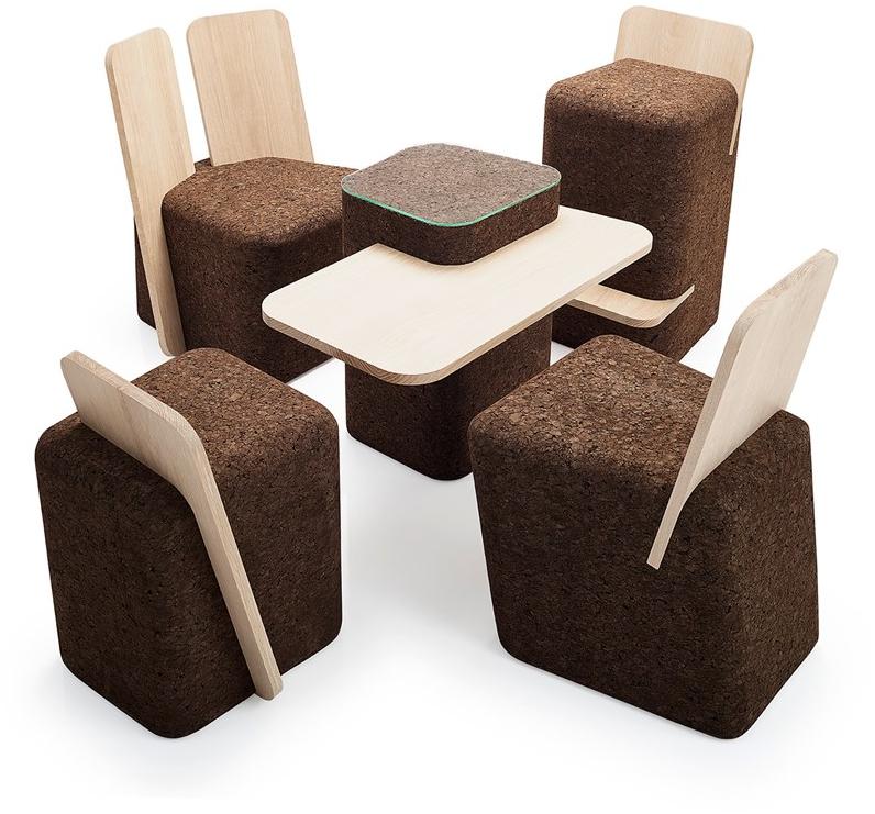 BlackCork Табурет из пробки со спинкой Cut sun-id-1428188 - Вид №3