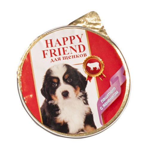 ПР0023320 Корм для щенков Паштет с ягнёнком конс. 125г HAPPY FRIEND 