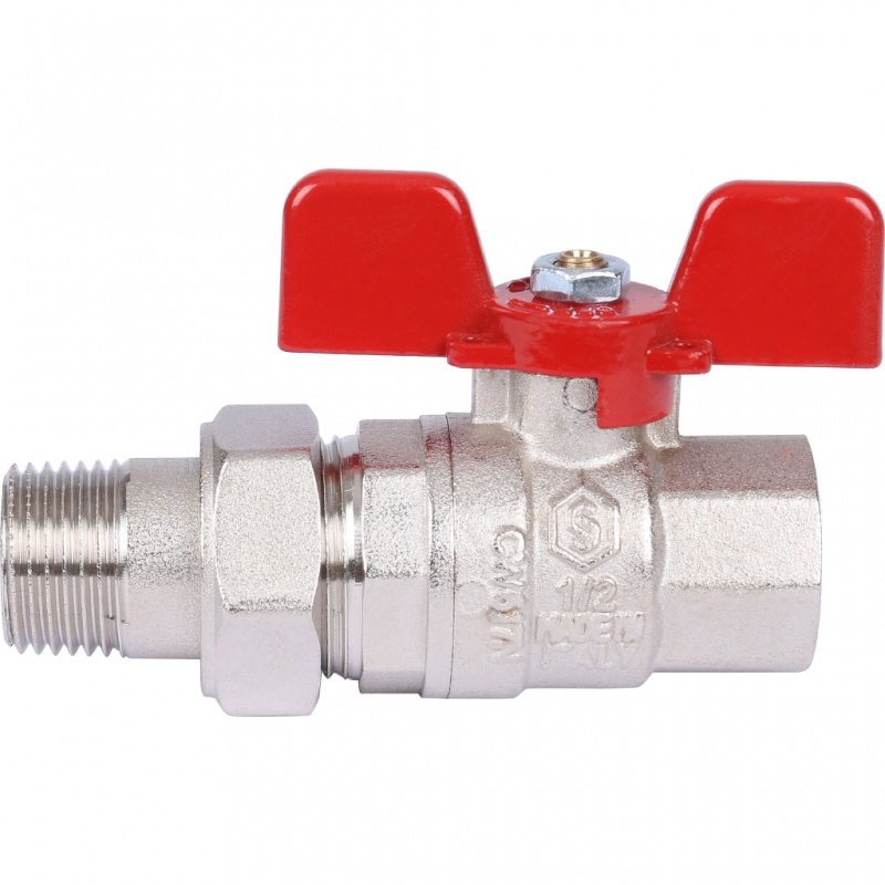 Кран шаровый STOUT ВН 1/2" с американкой бабочка красная SVB1007000015 - Вид №2