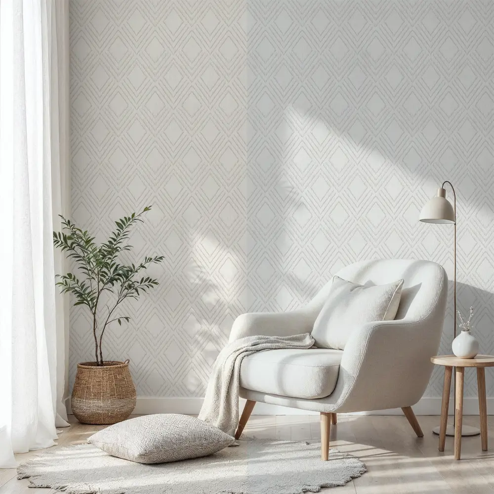 Обои флизелиновые Wallsecret Lana белые с геометрическим рисунком 89420071 STLM-1564336 - Вид №3