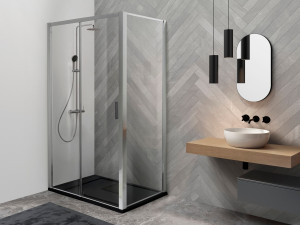 Алюминиевая и стеклянная угловая душевая кабина