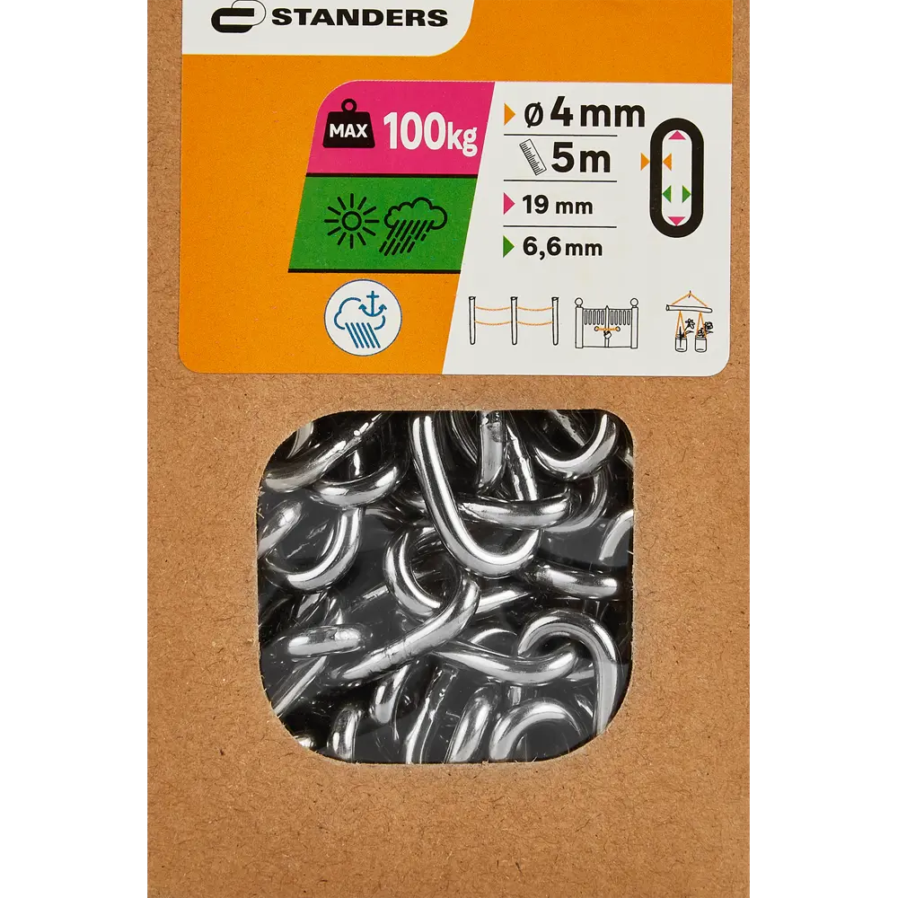 Цепь Standers DIN 766 4 мм короткое звено 5 м сталь нержавеющая STLM-2124856 - Вид №3