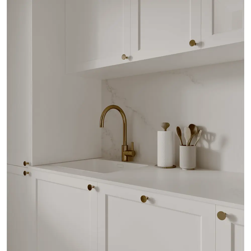 Мебельная ручка-кнопка KONSENSA Аян 28 мм матовая золотая STLM-2084081 - Вид №6