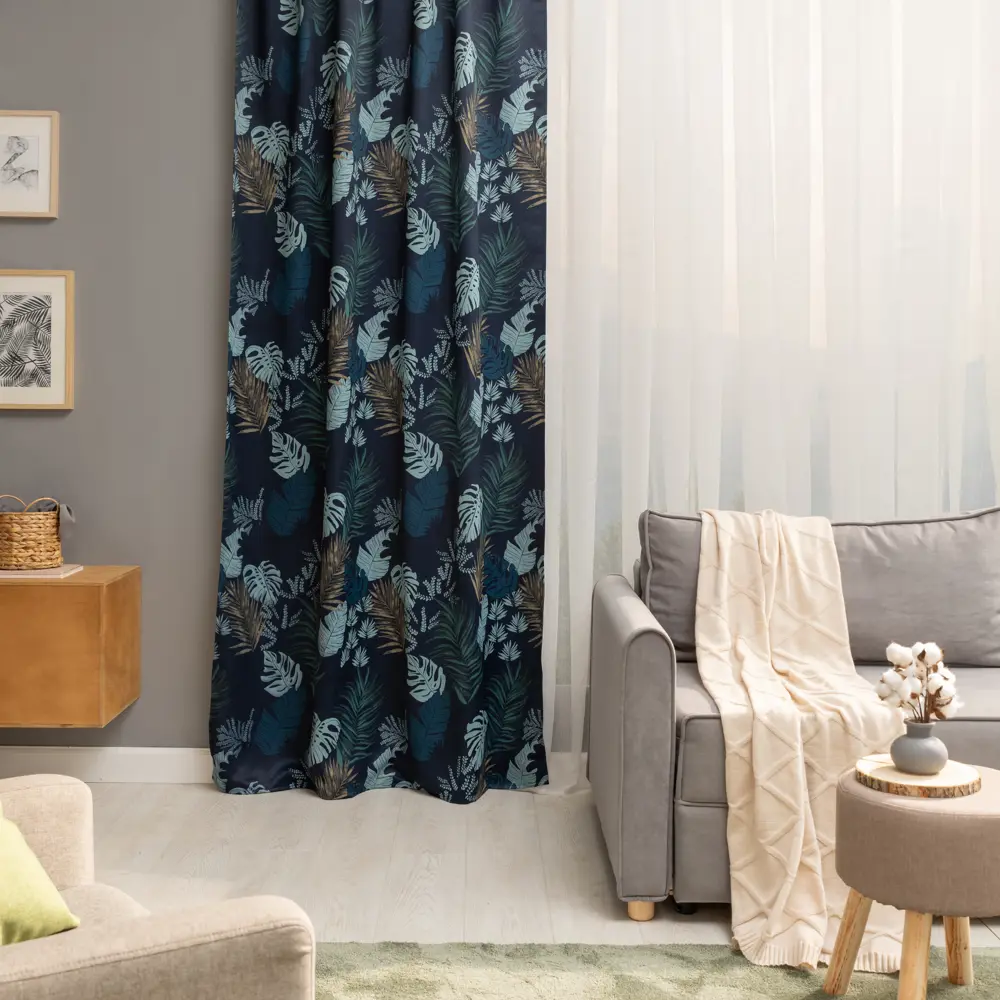 Штора на ленте со скрытыми петлями димаут KREAFORTA Aleida 140x280 см синий STLM-2189270 - Вид №12