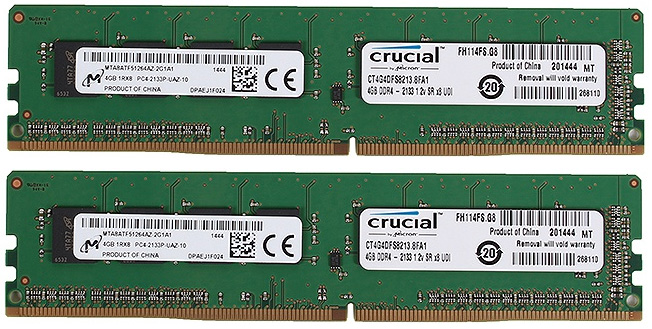 CT2K4G4DFS8213 8gb kit (4gbx2) ddr4 2133 mt/s (pc4-17000) cl15 sr x8 unbuffered dimm 288pin Crucial Santreyd 