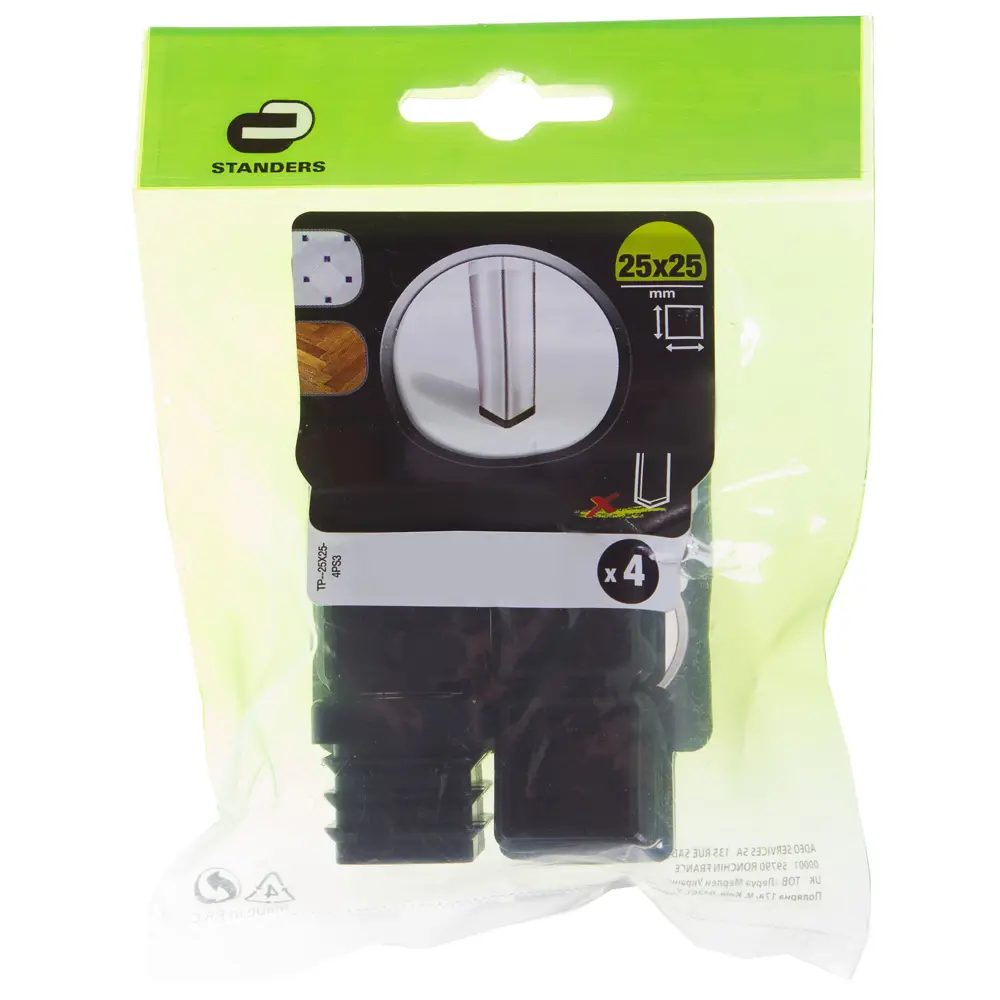 Насадки Standers 25х25 мм, квадратные, пластик, цвет чёрный , 4 шт STLM-2012450 - Вид №2