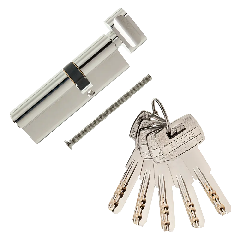 Цилиндр Apecs SM-90, 35х55 мм, ключ/вертушка, цвет никель STLM-2051760 - Вид №1