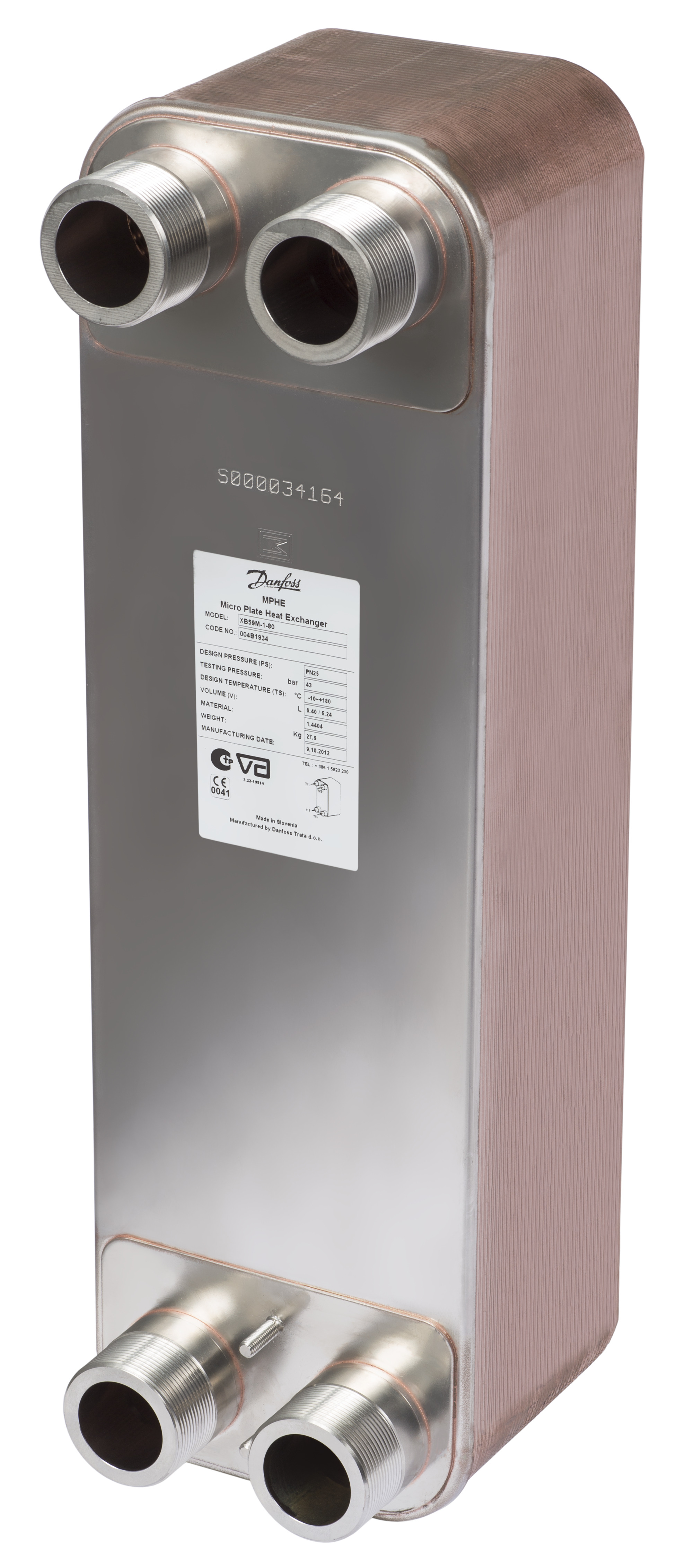Danfoss Паяный пластинчатый теплообменник серии XB59M XB 59M-1-180 Паяный ТО 004B1942  - Вид №43