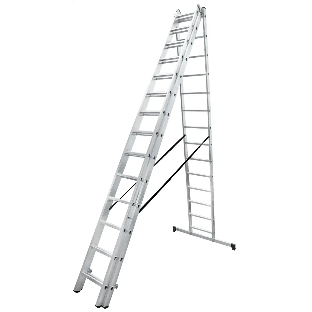 Лестница раскладная выдвижная 3-секционная Standers до 8.91 м 14 ступеней STLM-2058358