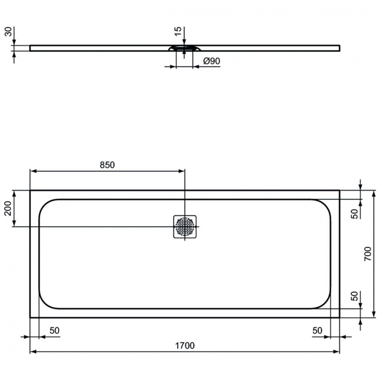 K8281FV Душевой поддон 170х70 см Ideal Standard ULTRAFLAT S  - Вид №2