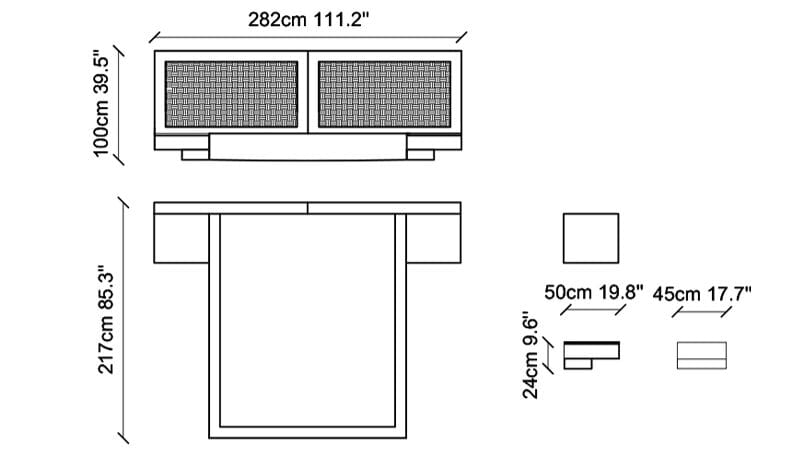 Деревянная и плетеная двуспальная кровать со встроенными тумбочками NDESIGN Clay ARCH-00135095 - Вид №3