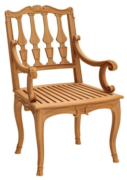 ASTELLO Садовый стул из тика с подлокотниками Fleur de lys sun-id-1495880 - Вид №8