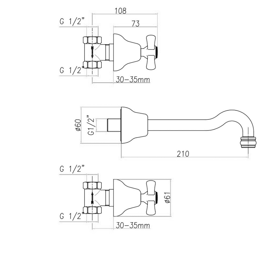 AM750404060 Смеситель для раковины , медь Webert Armony - Вид №1