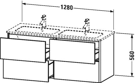 XS417503838 Тумбочка подвесная XSquare #XS4175 1280 x 478 мм Доломитово-серый глянцевый лак Duravit - Вид №1
