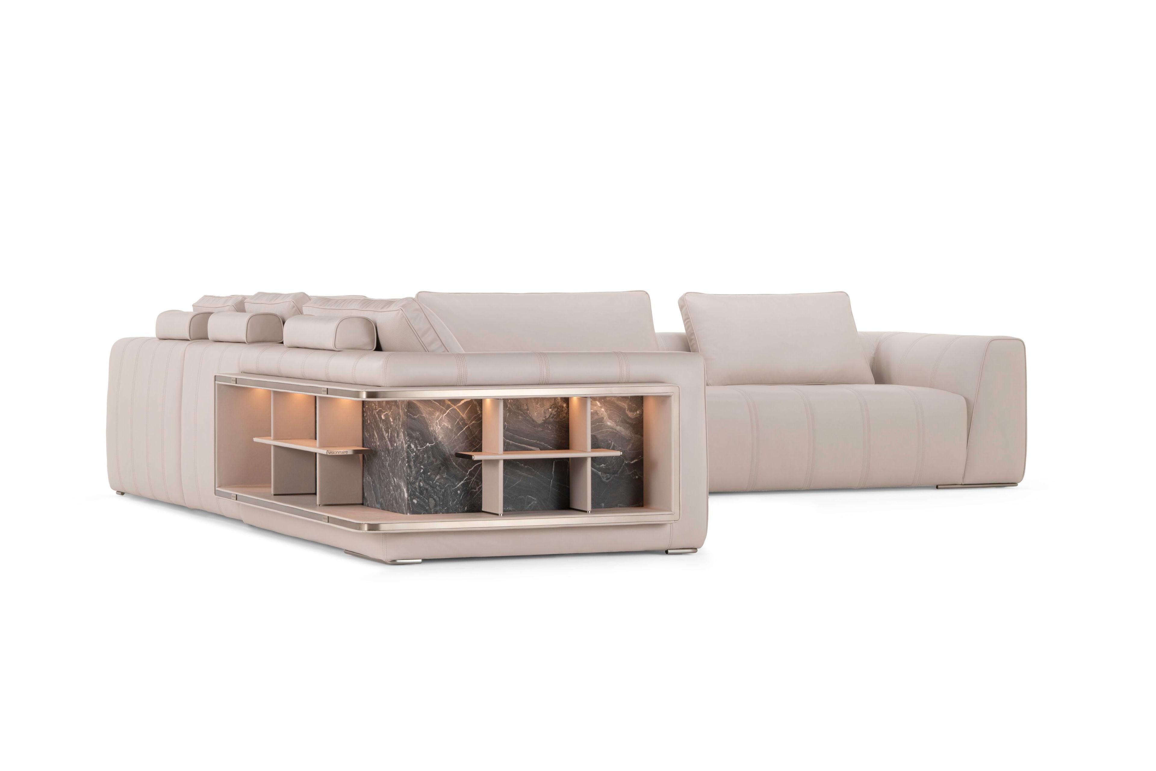 Модульный кожаный диван с журнальной стойкой Visionnaire Loving F ARCH-00141562 - Вид №1