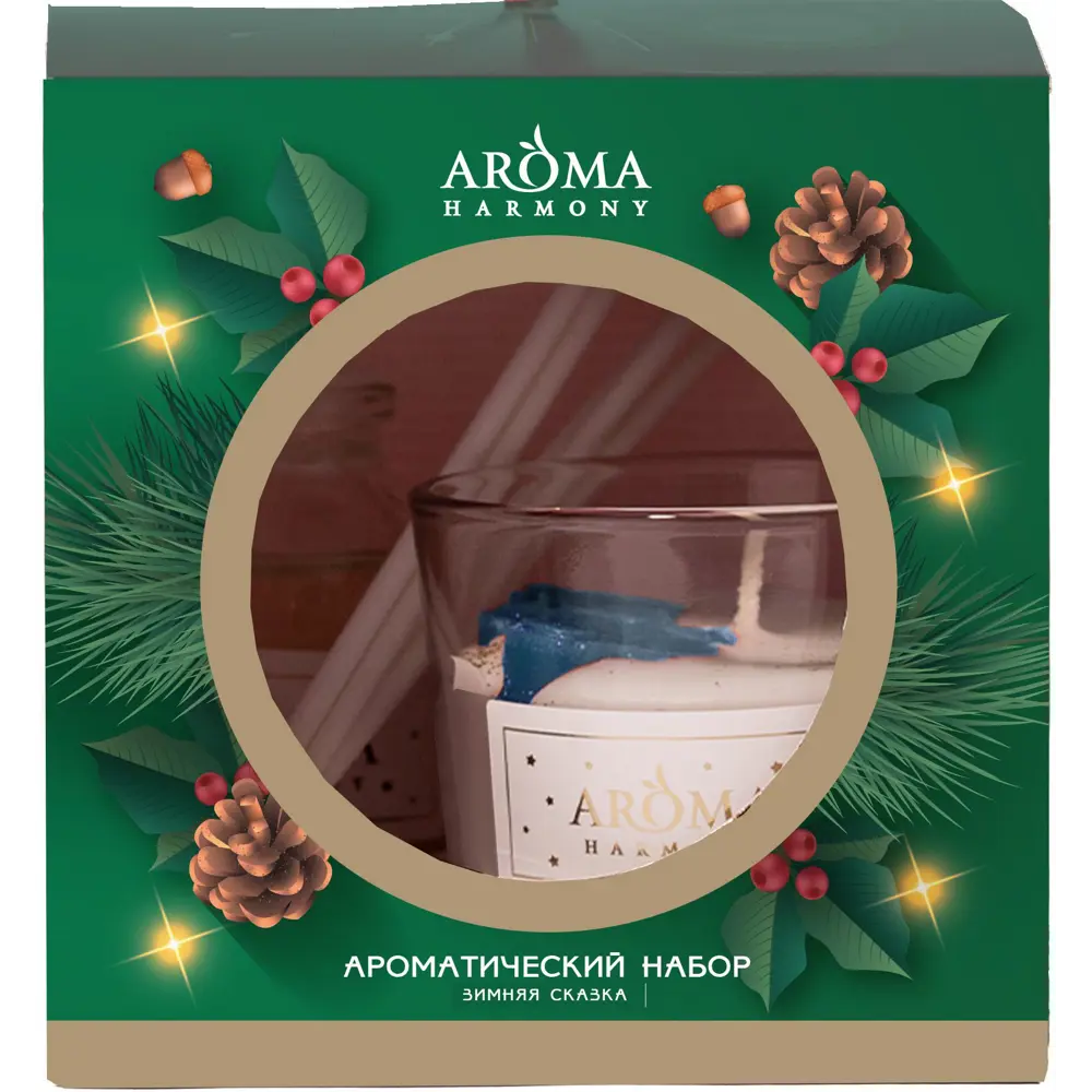 Свеча в стакане ароматическая Aroma Harmony Зимняя сказка 10 см цвет зеленый 89387491 STLM-2166571 