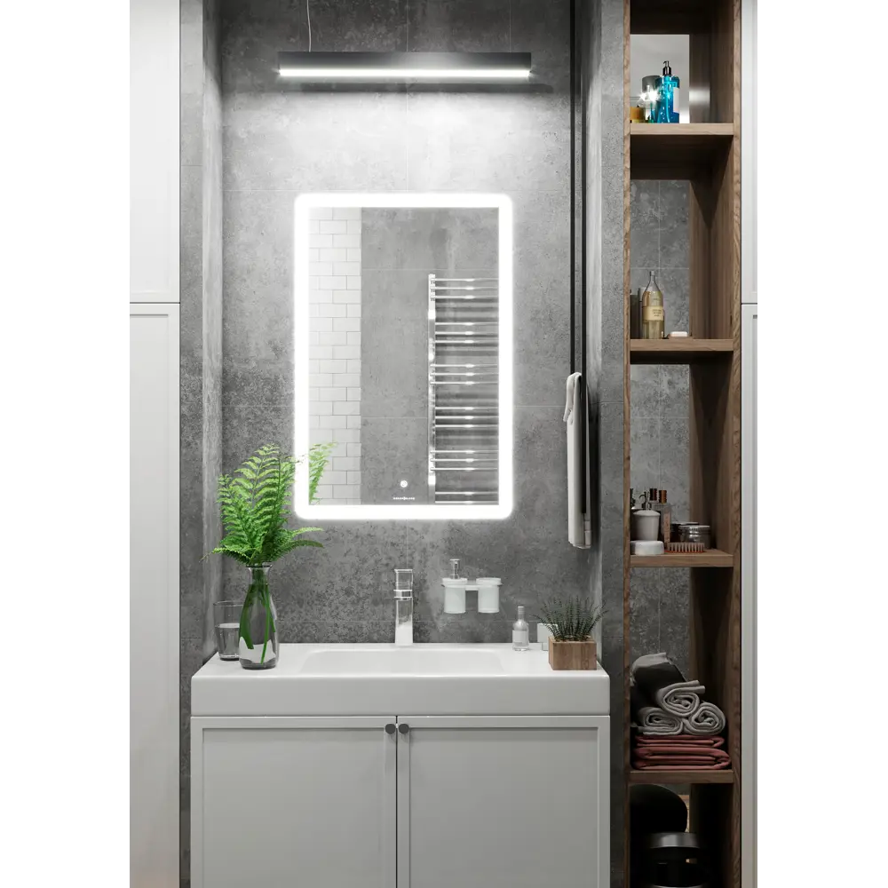Зеркало для ванной Omega Glass с LED-подсветкой 90×60 см 83669677 Тип 1 STLM-1423106
