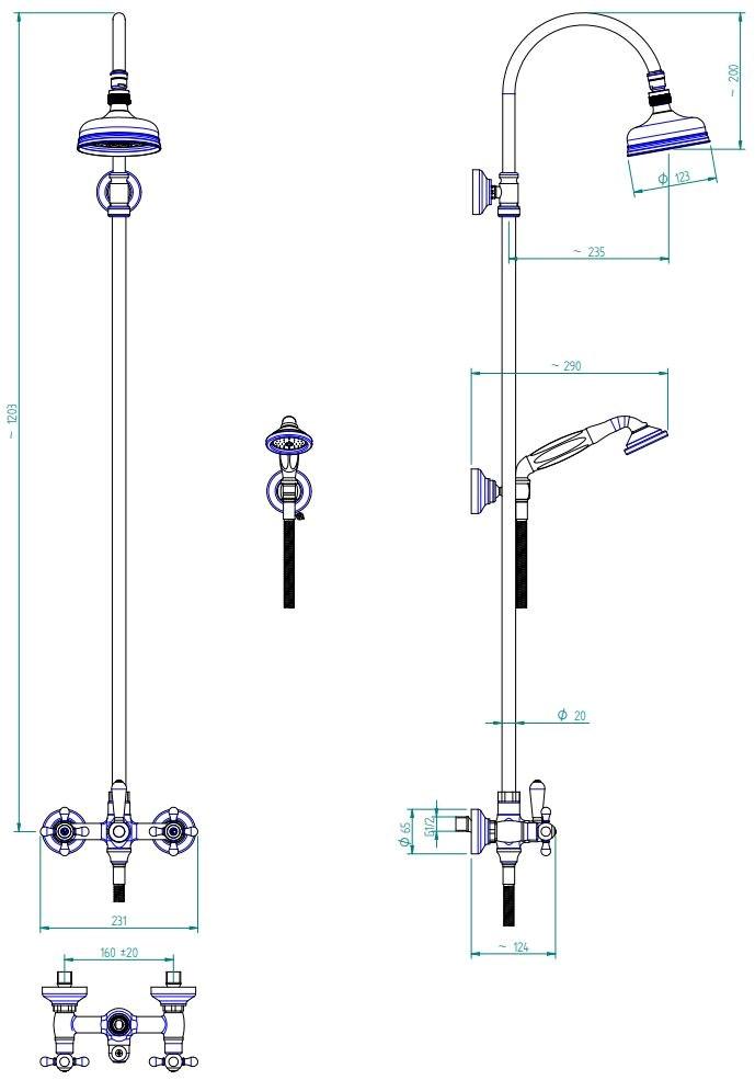ZAZZERI Настенная душевая стойка с душевой лейкой Mille sun-id-1445973 - Вид №3