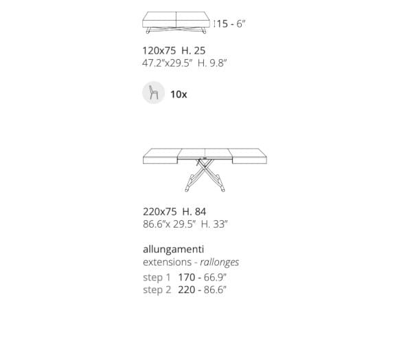 Регулируемый по высоте выдвижной журнальный столик Ozzio Italia BOX ARCH-00146172 - Вид №4