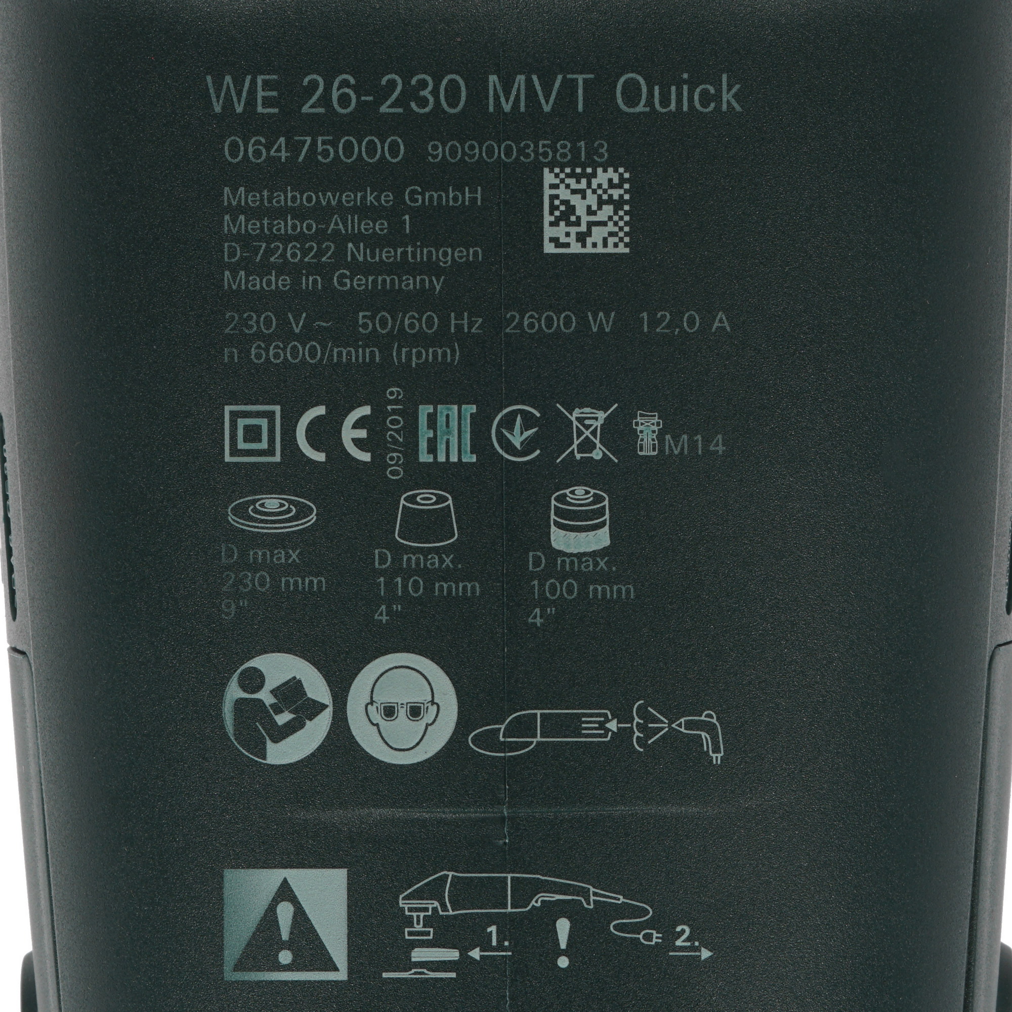 Углошлифовальная машина (УШМ) Metabo WE 26-230 MVT Quick 1099259 STDN-0033240 - Вид №4