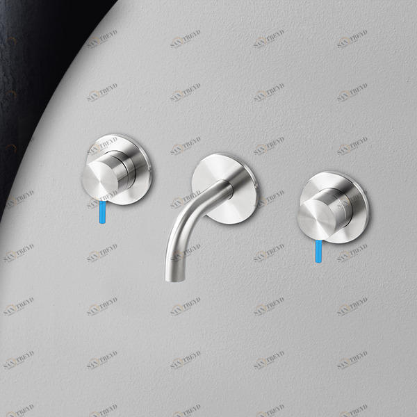 Смеситель для раковины сталь глянцевая с синей ручкой Toki Radomonte TKI27LCIL26