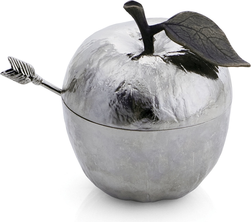 10542015 Michael Aram Банка для мёда с ложкой Michael Aram Яблоко 11см (серебрист.) Сталь нержавеющая 