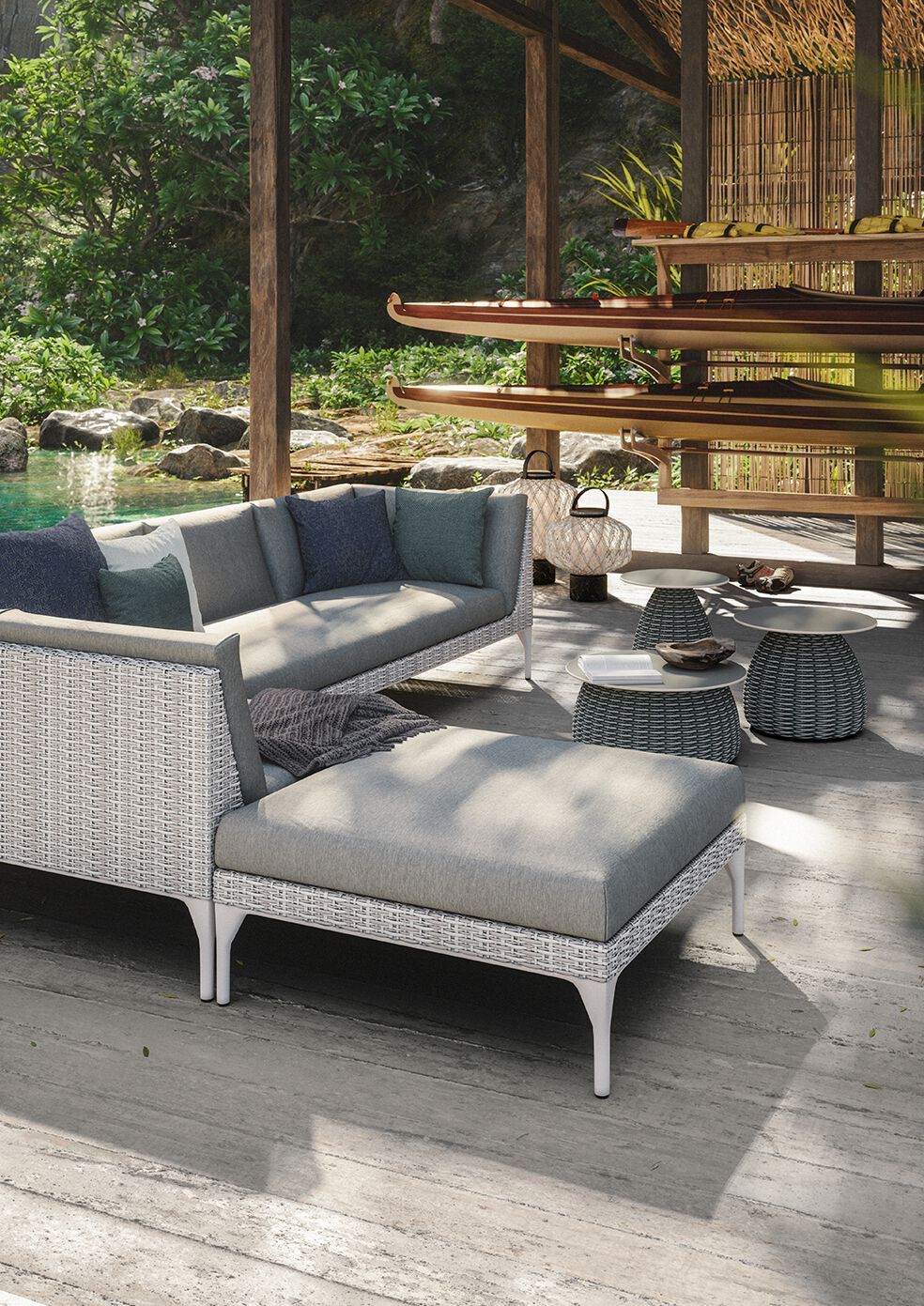 Круглый садовый журнальный столик с керамической столешницей DEDON белые грибы ARCH-00132203 - Вид №12