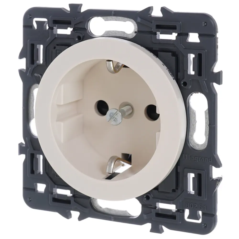 Розетка встраиваемая Legrand Celiane с заземлением, цвет бежевый STLM-2108380 - Вид №2