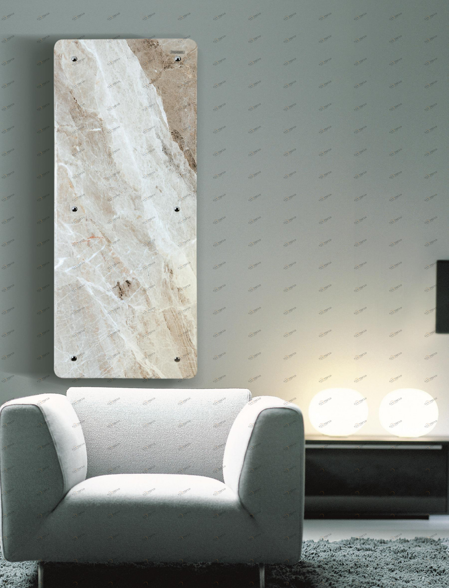 Радиатор Hammam PANORA Natural stone radiator комбинированный; электрический или водяной Камень 