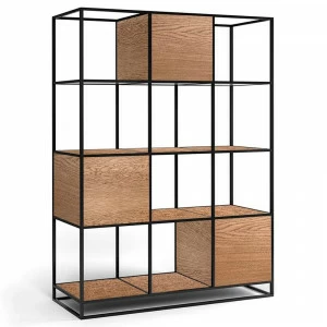 Стеллаж для книг темный дуб Kvadra 3 INTELLIGENT DESIGN СТЕЛЛАЖИ KVADRA 260778 Коричневый;черный