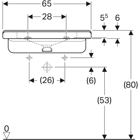 128666000 Раковина Geberit Renova Comfort Square, безбарьерная Geberit  - Вид №33