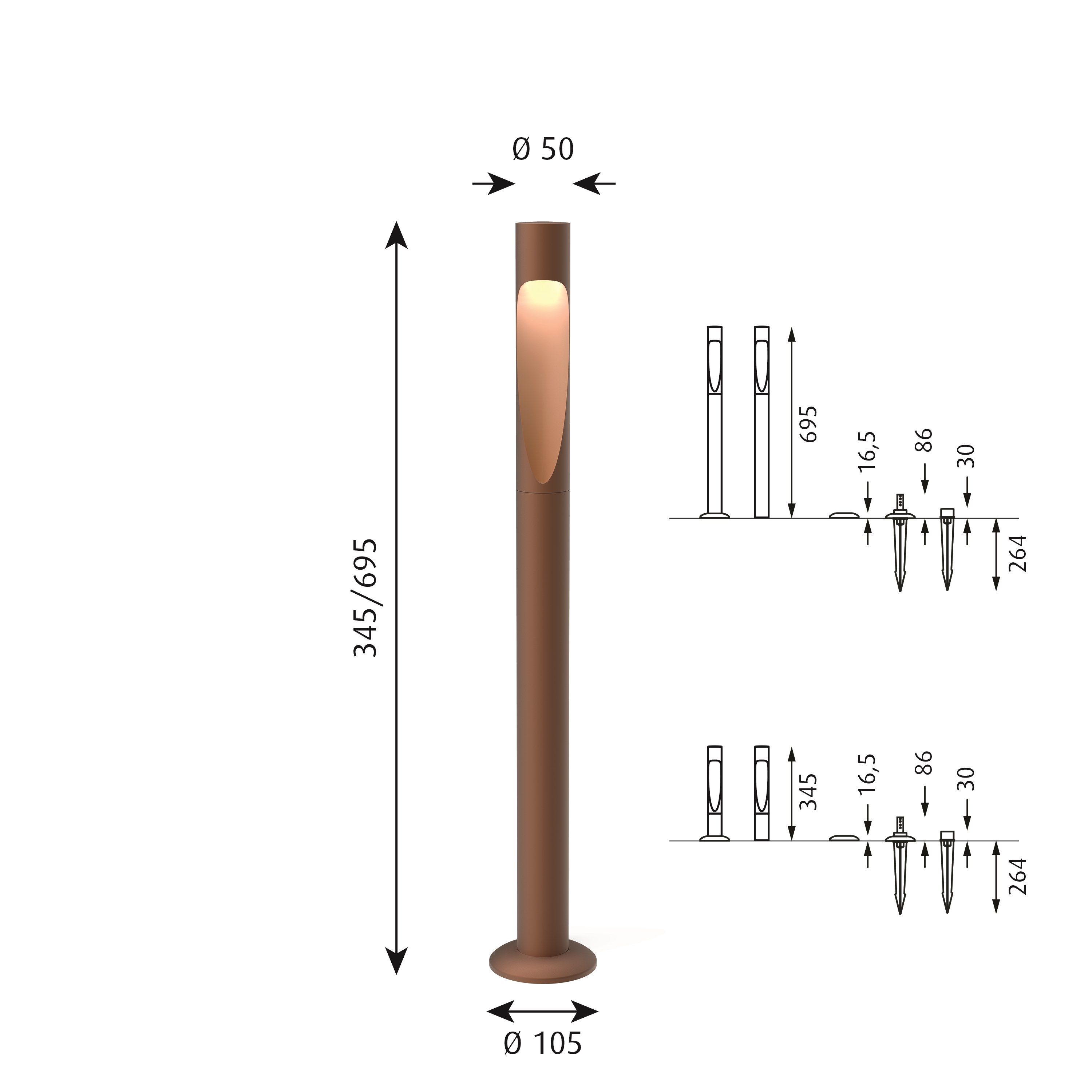 Стальной светодиодный светильник Corten™ Louis Poulsen Flindt ARCH-00122502 - Вид №9
