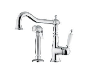 Смеситель для кухни из хромированной латуни со съемным ручным душем