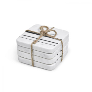 106384 Набор из 4 подставок из белого мрамора с синими полосами La Forma Tahina