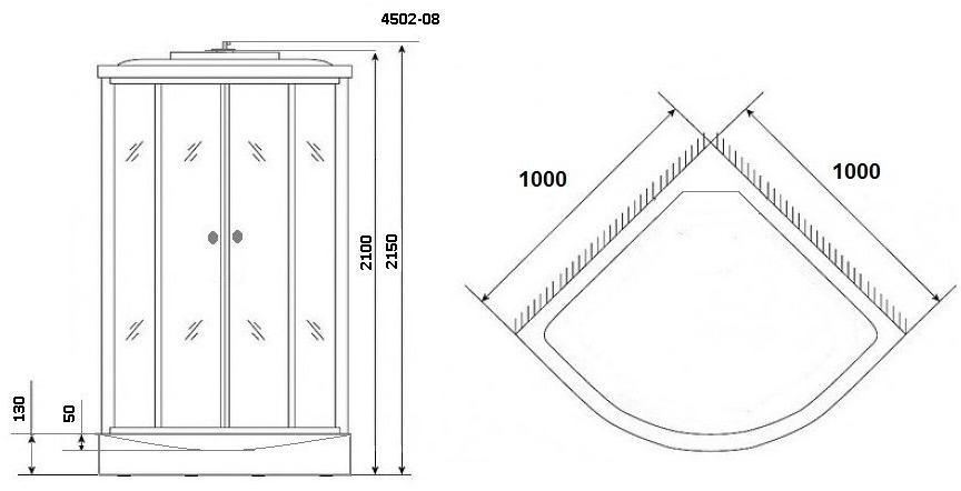 Душевая кабина NG- 4502-08BLACK (1000х1000х2150) низкий поддон(13см) стекло МОЗАИКА Niagara ECO - Вид №2