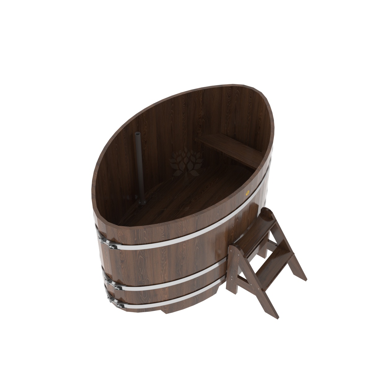 1318 Купель овальная из дуба 1,08х1,75х1,0 морёная Alyarus  - Вид №1