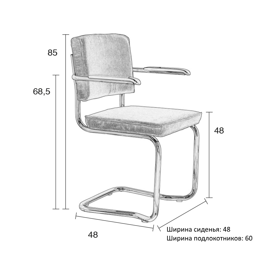 Кресло Ridge Kink Rib серое Zuiver 1200048 - Вид №9