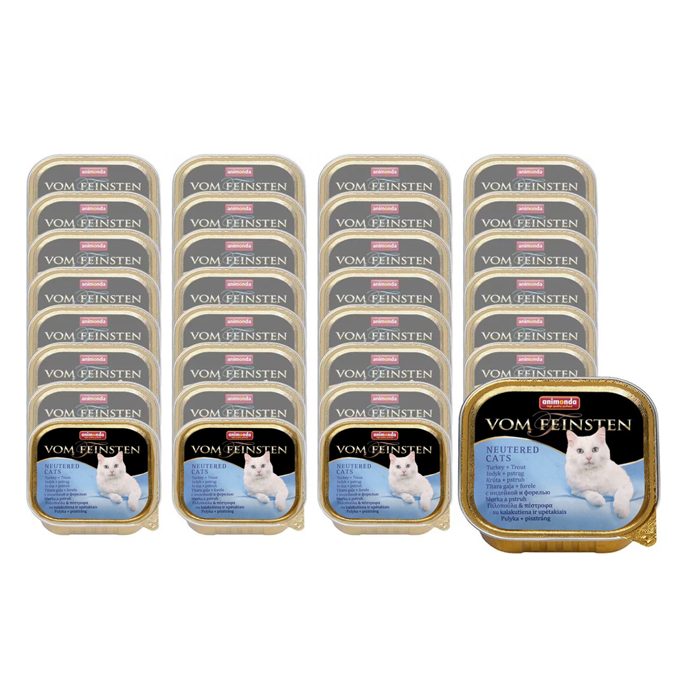 Т0055678*32 Корм для кошек Vom Feinsten для кастрированных кошек с индейкой и форелью конс. 100г (упаковка - 32 шт) Animonda 