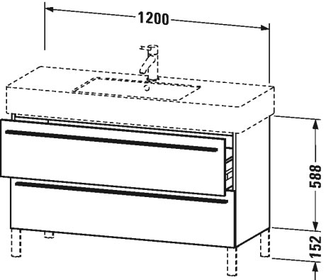 XL654502222 Тумбочка напольная X-Large #XL6545 1200 x 470 мм Белый глянцевый декор Duravit - Вид №1