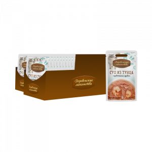 ПР0049745*60 Корм для кошек Суп из тунца с креветками и крабом 35г (упаковка - 60 шт) ДЕРЕВЕНСКИЕ ЛАКОМСТВА