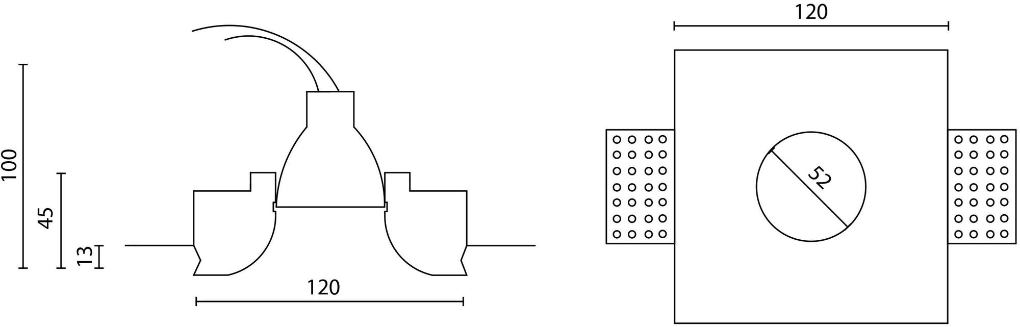 GESSO Встраиваемый в потолок держатель точечного светильника из гипса  806c  - Вид №5