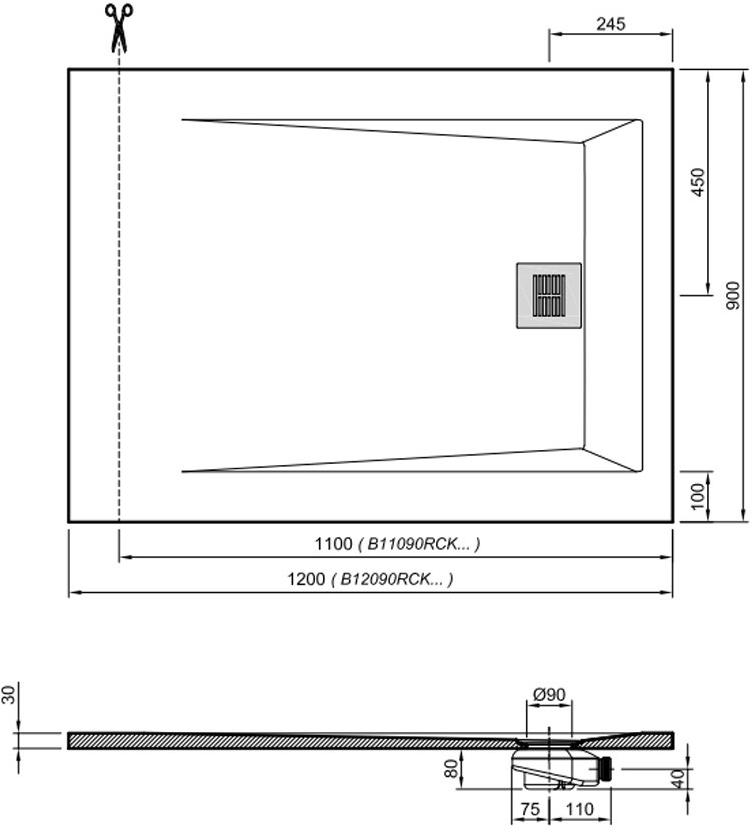 Поддон для душа ROCKS 1200х900 белый SP3014В0384100000  - Вид №1