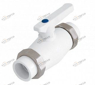 Кран шаровый KALDE D32 с разъемом двусторонним белый 3242VLB320005