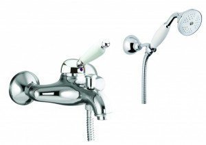 83OO5104 Santan Siracuza, однорычажный смеситель для ванны с настен. держателем и ручным душем, цвет золото