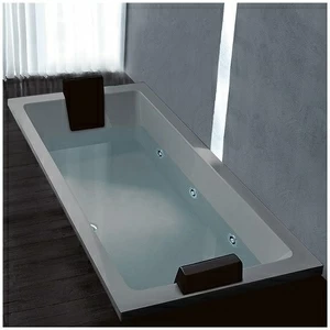 Ванна Gruppo treesse Quadra 199 V073B-SX-SE серая с гидромассажем и дезинфекцией прямоугольная встроенная левая