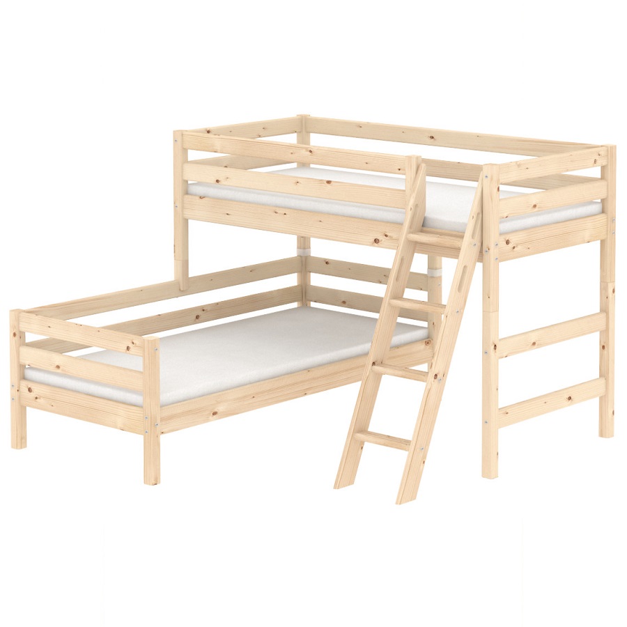 Кровать Flexa Classic двуспальная модульная с наклонной лестницей, лакированная, 190 см 9010313101 - Вид №1