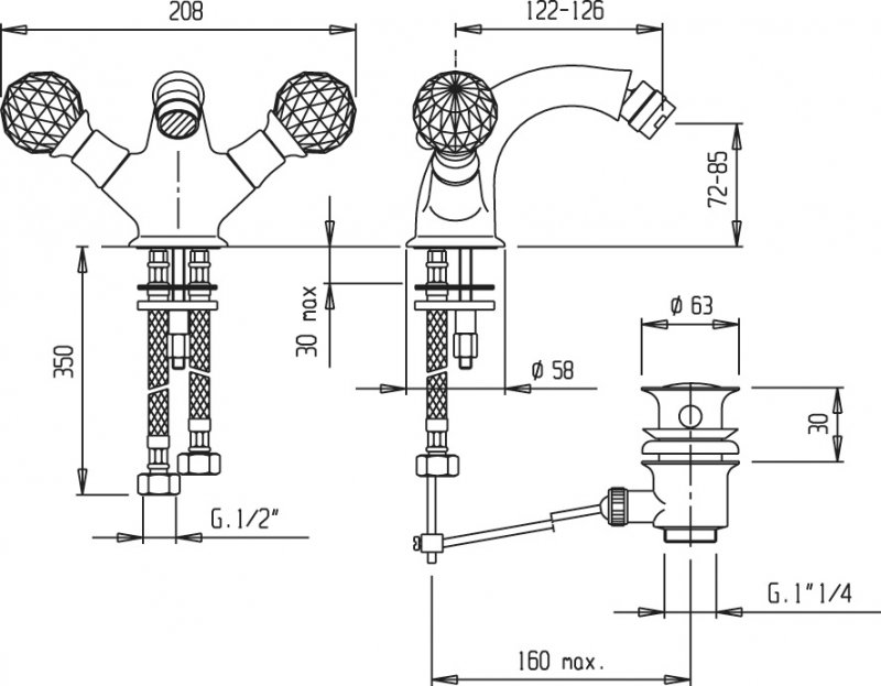 Смеситель для биде CEZARES GOLF-BS1-02 - Вид №1