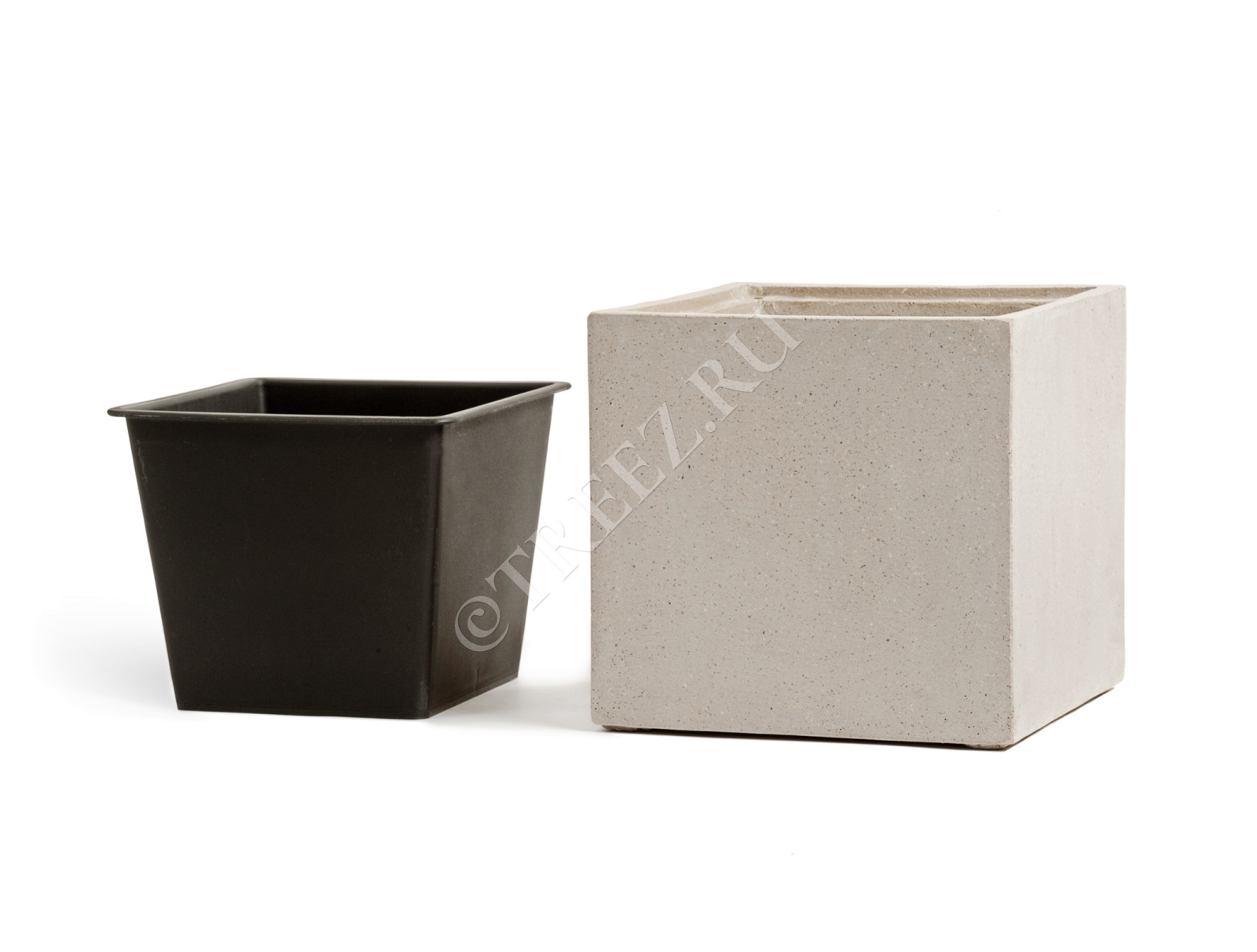 41.3317-02-005-BE-20 Кашпо  Effectory - серия Beton - Куб - Белый песок Цветочная коллекция  - Вид №4